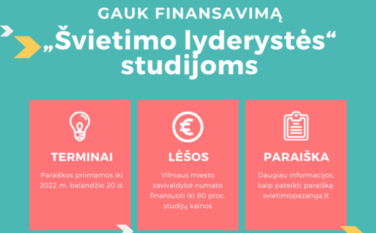 Gaukite finansavimą „Švietimo lyderystės“ studijoms!